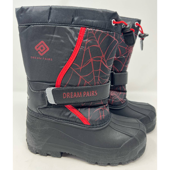 Dream Pairs Kamick Boys Black Red Spider Web Boots Fur Inside Size 13 - Picture 1 of 9